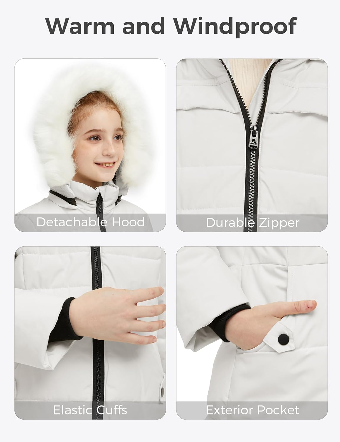 wantdo Girl's Winter Coat Waterproof Long Puffer Jacket Warm Parka with Faux Fur Hood - Image 6