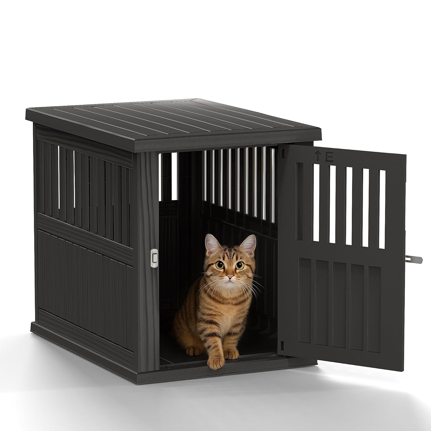 DRATO Litter Box Enclosure Indoor Outdoor Hidden Cat Litter Box Resin Material Lockable Ventilated Pet Furniture for Modern Home Easy to Clean Easy Assembly