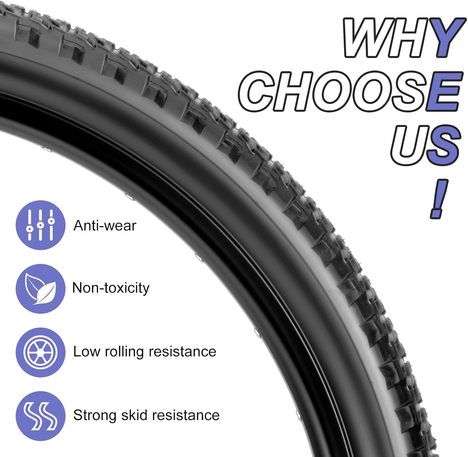 2-Pack Mountain Bike Tires & Tubes Set: 26/27.5/29-Inch Puncture-Protection MTB Tires with Heavy-Duty Butyl Inner Tubes & Tire Levers for Off-Road Cycling