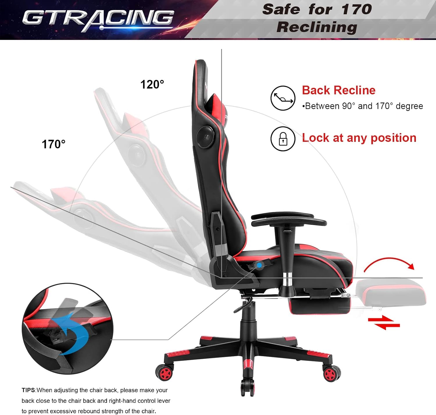 Gtracing Gt890mf Heavy Duty Music Gaming Chair With Footrest And Bluetooth Speakers Red 1 Red Amazon De Home Kitchen