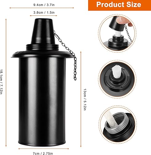 Miniatura 4 de Botes de antorcha de 16 onzas, 4 paquetes de recipientes de repuesto recargables con mechas y tapas, farol de mesa decorativo de metal para jardín,