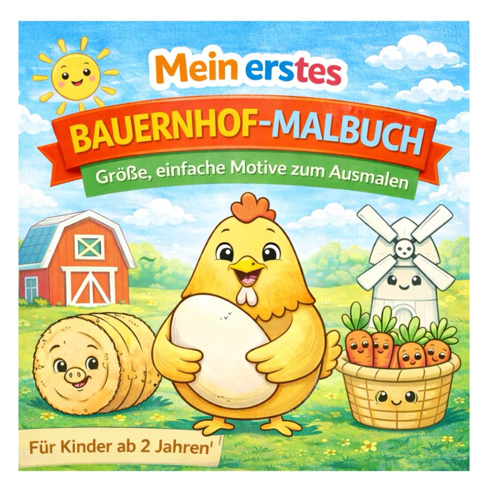 Mein erstes Bauernhof-Malbuch: Große, einfache Motive zum Ausmalen – Für Kinder von 2–5 Jahren