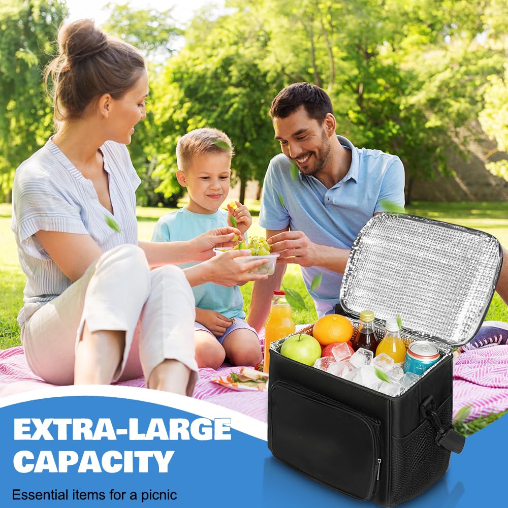 Borsa Isotermica Porta Pranzo Frigo da Campeggio Pieghevole Piccola Picnic (schwarz)