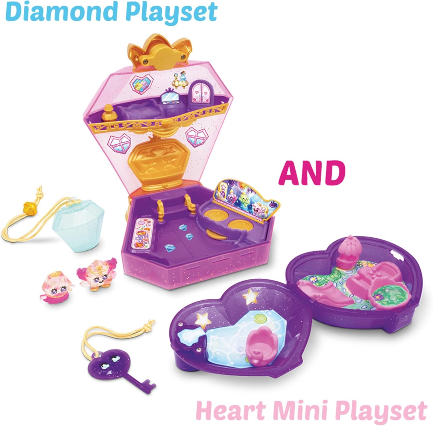 Pinky Promise Gemmy Friends Diamond Palace Pretend Play with Two Playsets and Wearable Toy Jewelry — Princess Jewelry Toys — 80 Gems to Collect and Wear, Gift for Kids and Girls Ages 4, 5, 6, or 7