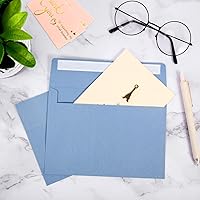 Vista 6 de Ctosree 200 sobres de invitación color azul polvoriento, con sello autoadhesivo de 120 GSM, sobres de invitación de color azul pesado para tarjetas