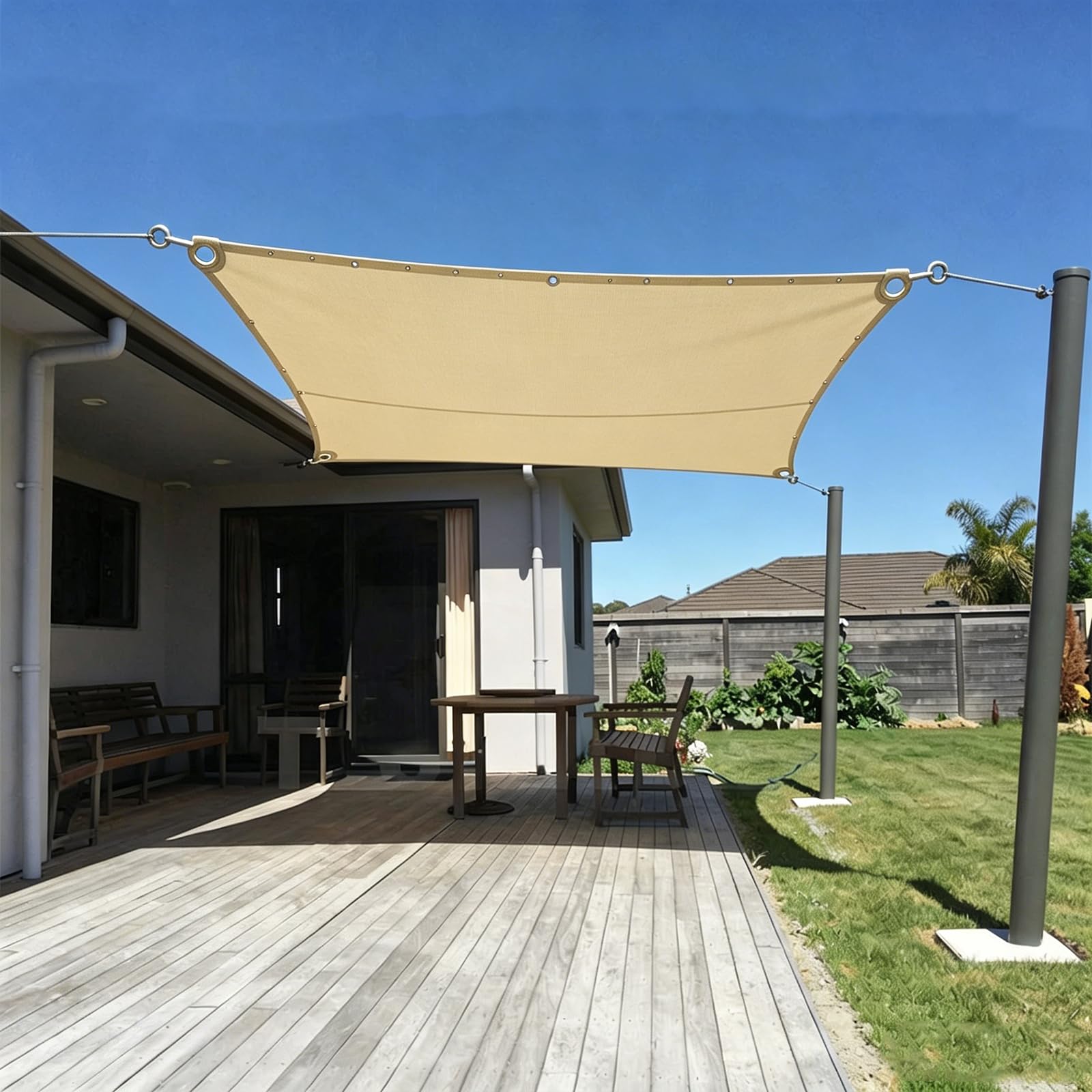 Toile d'ombrage 300 x 400 cm anti-déchirure et coupe-vent crème