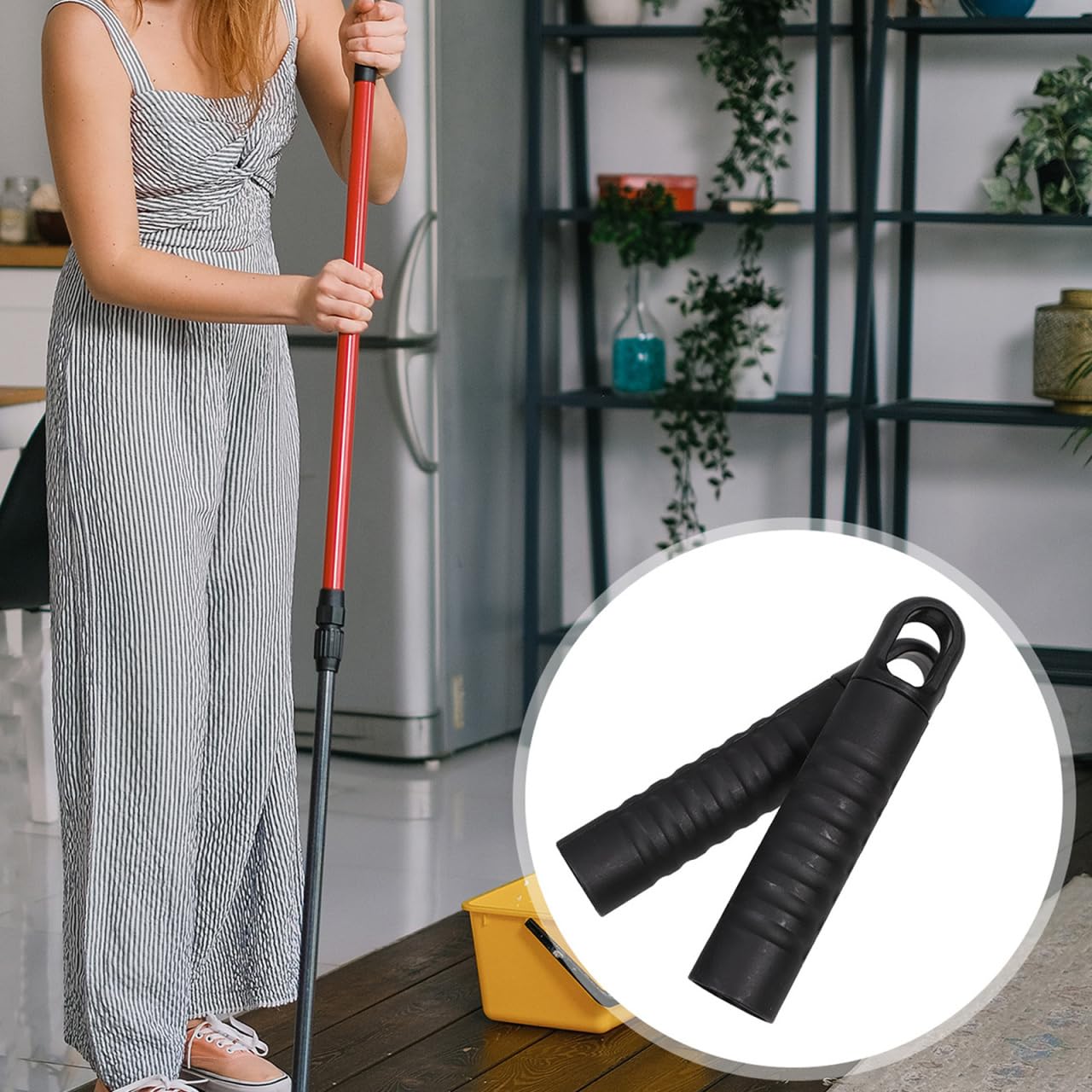 2 Pièces Manche De Vadrouille Antidérapant avec Trou De Suspension Embouts De Remplacement Compatibles Balai Serpillère Accessoires pour Entretien du Sol