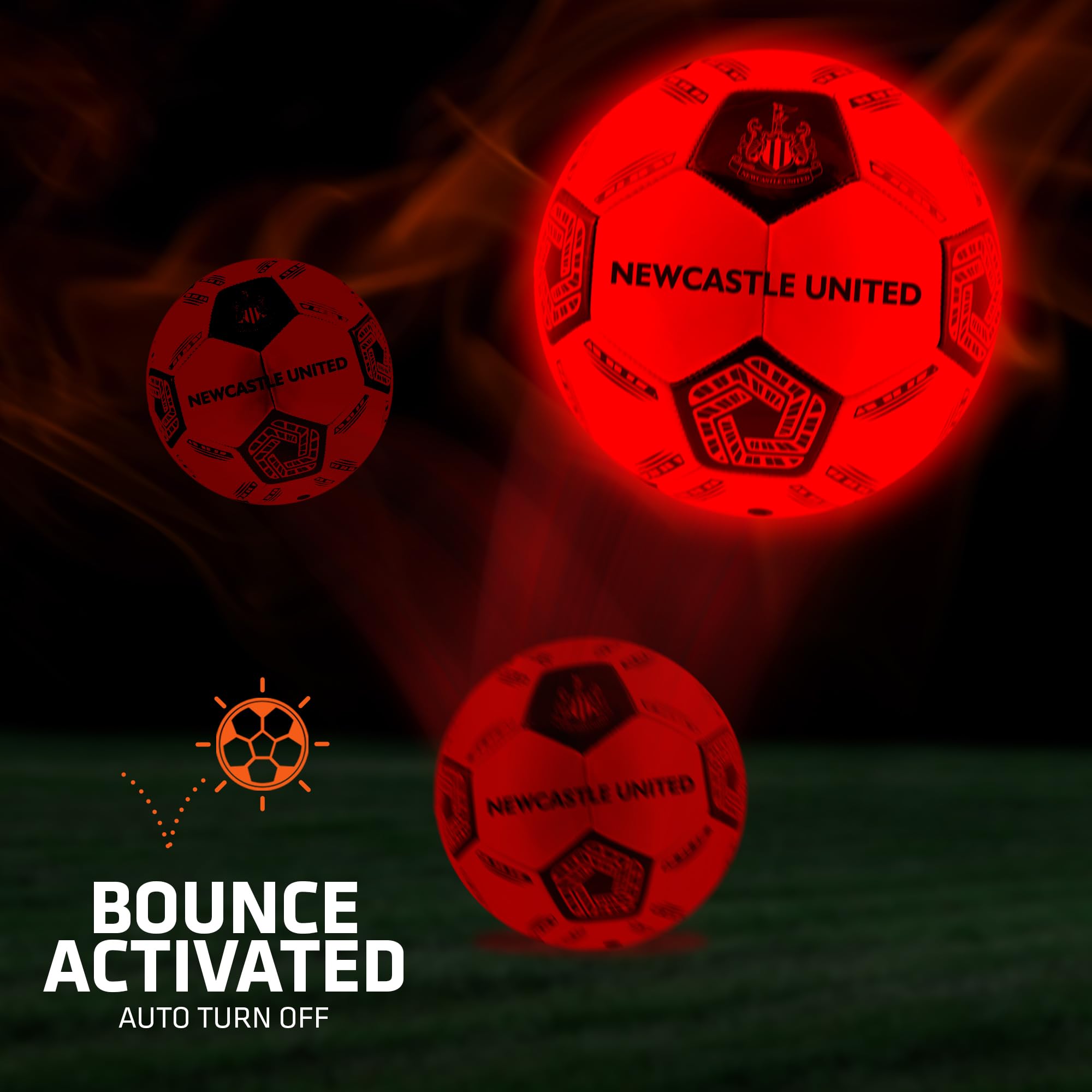 Hy-Pro Arsenal Newcastle United - Balón de fútbol con Luces LED Que Brillan en la Oscuridad, con Apagado automático, Apto para Todas Las Edades