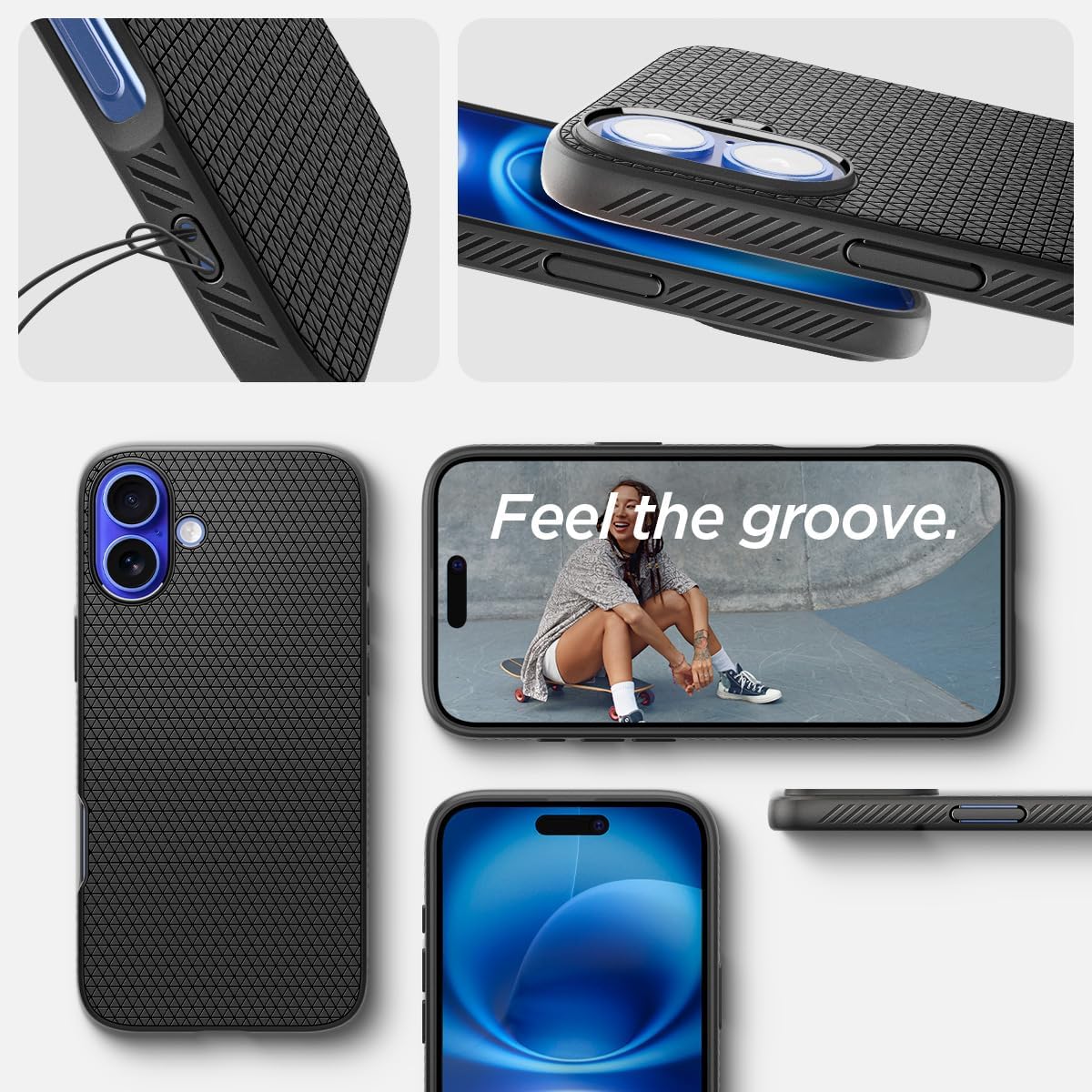 Spigen Case for iPhone 16 Case, Liquid Air Armor Designed for Apple iPhone 16 - Matte Black - Image 7