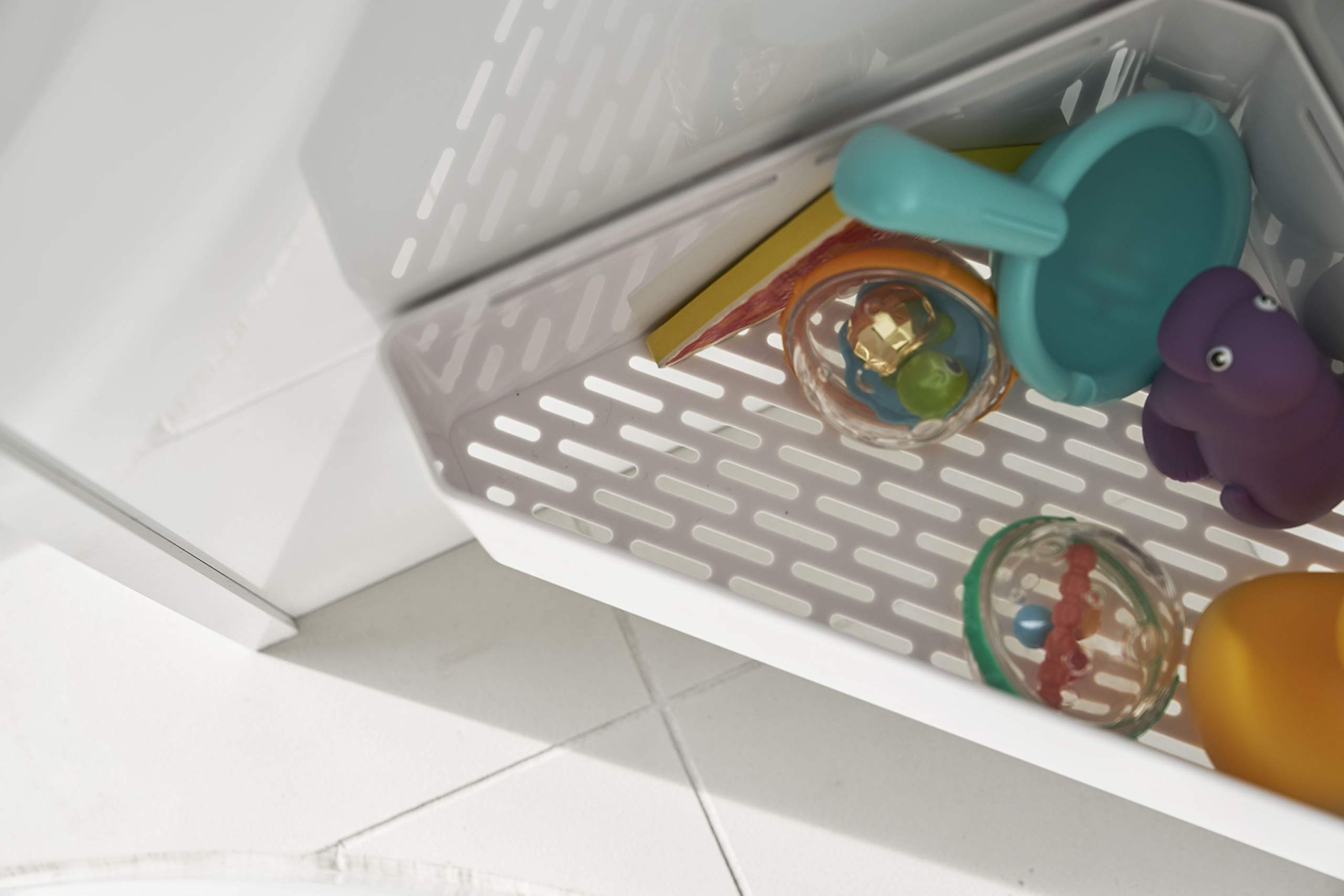 Yamazaki Industries 4264 Magnetic Bathroom Corner Toy Rack, White