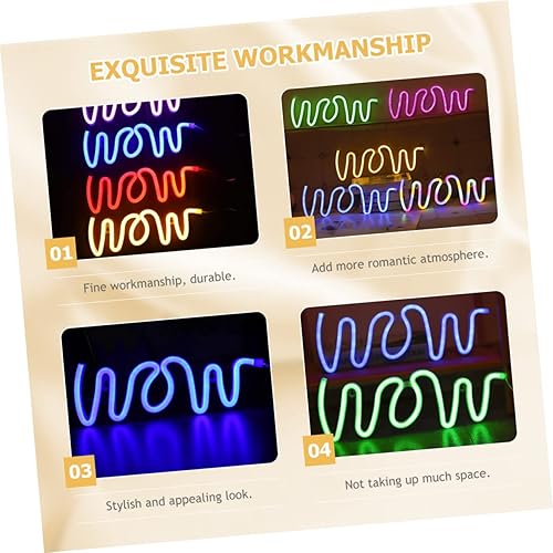 Miniatura 5 de Angoily Letrero de neón LED "wow" para decoración de dormitorio, no para fiesta, bar, cafetería, hotel, decoración de Navidad