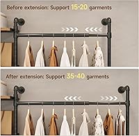 Vista 4 de Sistema de armario T3 con luz LED regulable continua, perchero industrial de tubería con 4 cajones, 6 estantes de madera y 4 varillas telescópicas