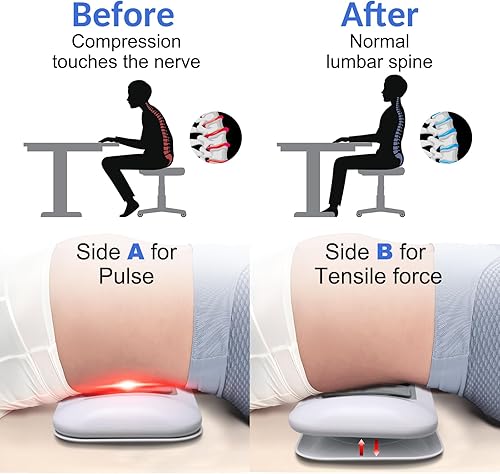 Miniatura 3 de Masajeador eléctrico de tracción lumbar completa FSA HSA elegible con estiramiento dinámico de espalda con bolsa de aire, compresa caliente de 3