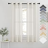 Vista 173 de NICETOWN Cortinas semitraslúcidas con textura de lino, con ojales, tratamiento de ventanas, cortinas verticales de lino con filtro de luz para sala