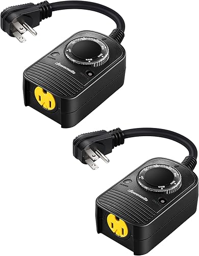 DEWENWILS Temporizador de luces para exteriores, sensor de atardecer a amanecer para toma de corriente, temporizador de luz resistente a la