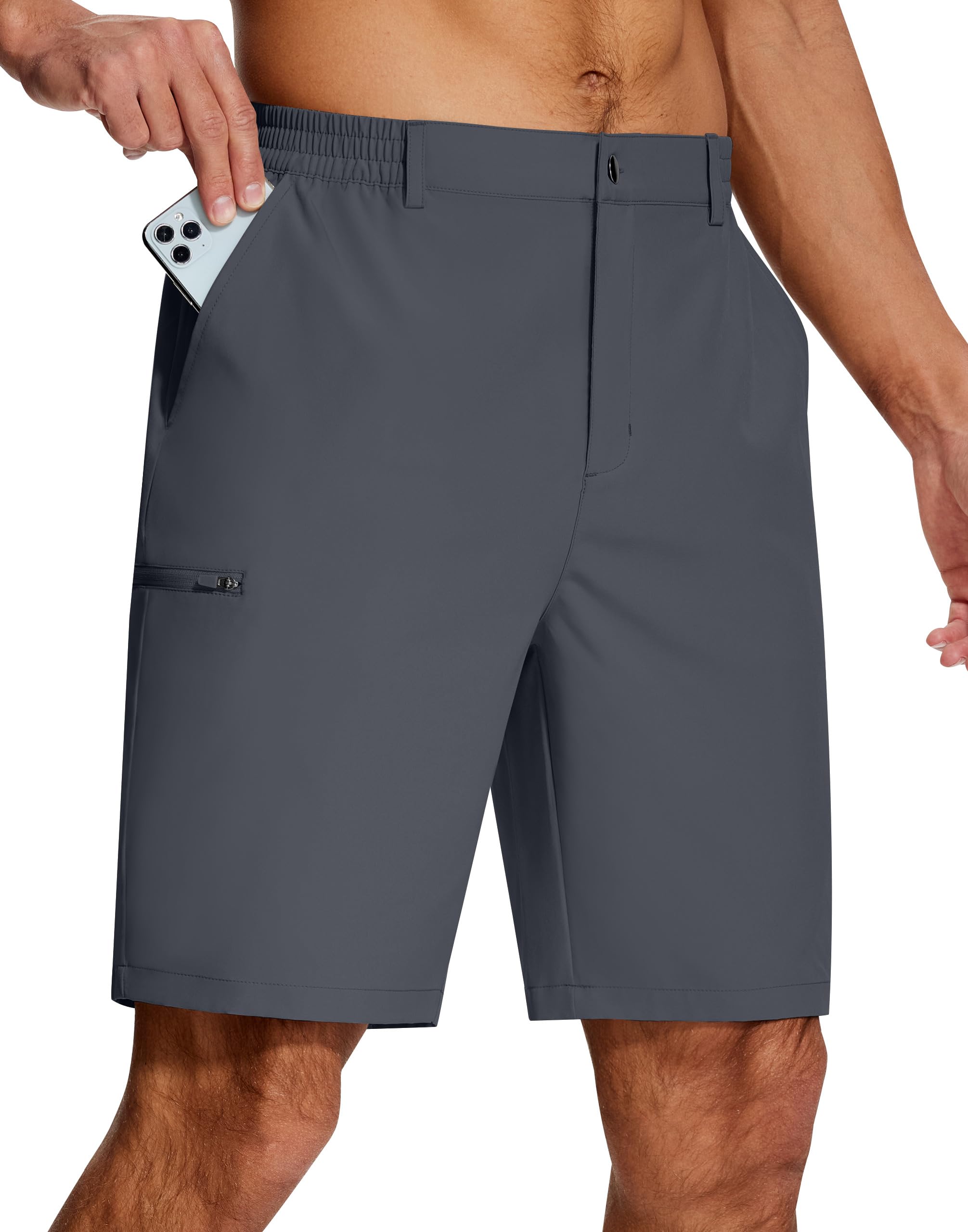SERAMY Mens Golf Dress Shorts Stretch Dry Fit 6 Pockets 9 Inch Inseam Lightweight Breathable for Hiking Casual Work