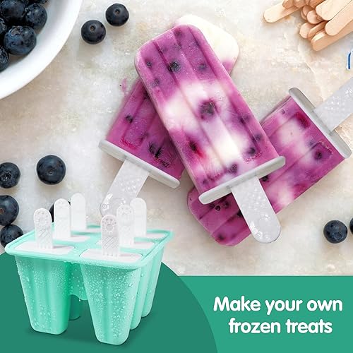 Vista 27 de Moldes para paletas de 10 cavidades sin BPA, moldes de silicona reutilizables para niños, moldes para hacer paletas de hielo, moldes para hacer
