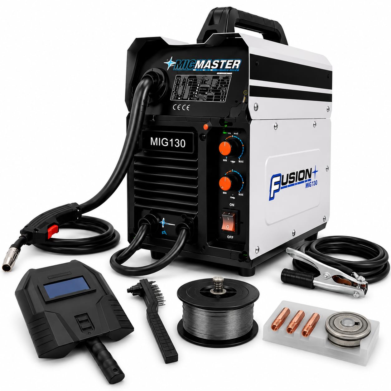 Autojack White 130A Gasless Mig Welder 240V Welding Machine With Non Live Torch