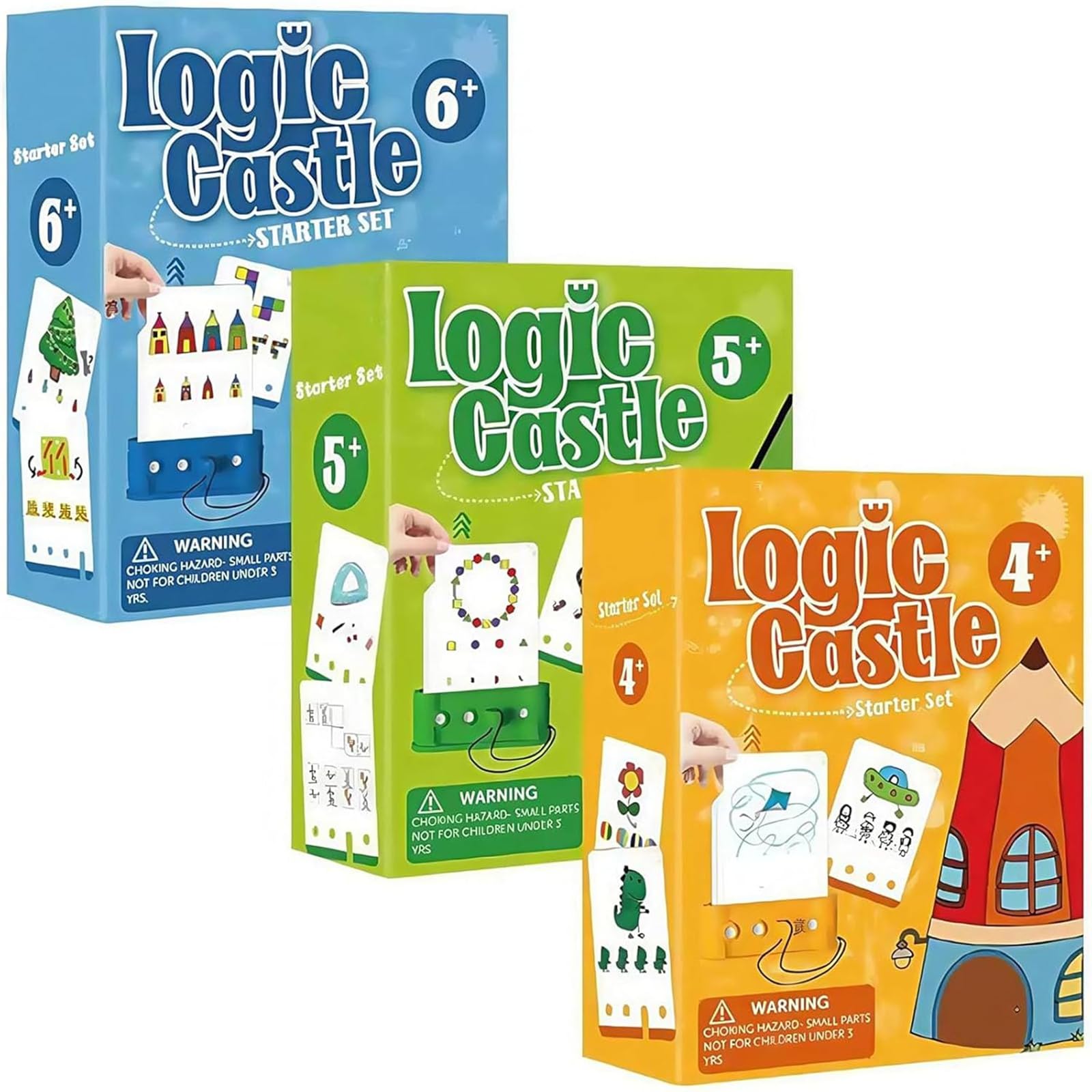 Logic Castle Educational Card, Cooperative Matching Game, Develops Logical Thinking Fine Motor Skills Problem Solving, Screen-Free Brain Teaser Toy, for Ages 3-6 (Mix)