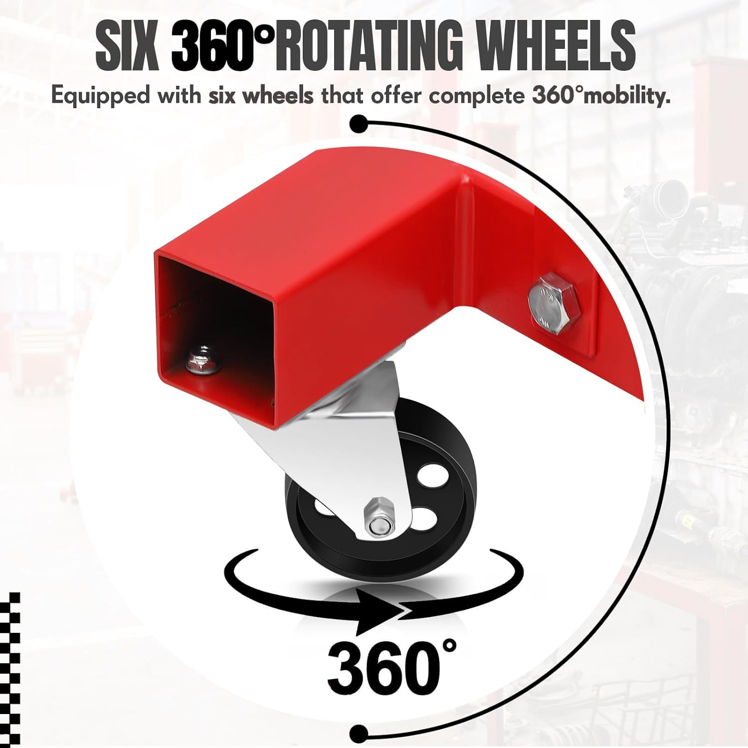 2 Ton Folding Engine Hoist, Cherry Picker Engine Hoist, Hydraulic Shop Crane with Telescoping Boom and 6 Caster for Automotive Repair