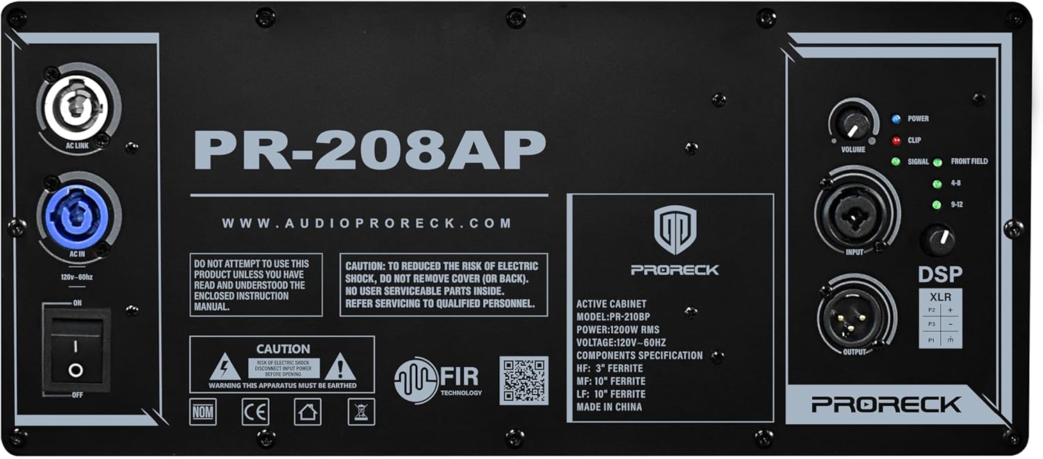 Close-up of PRORECK PR-208AP rear control panel