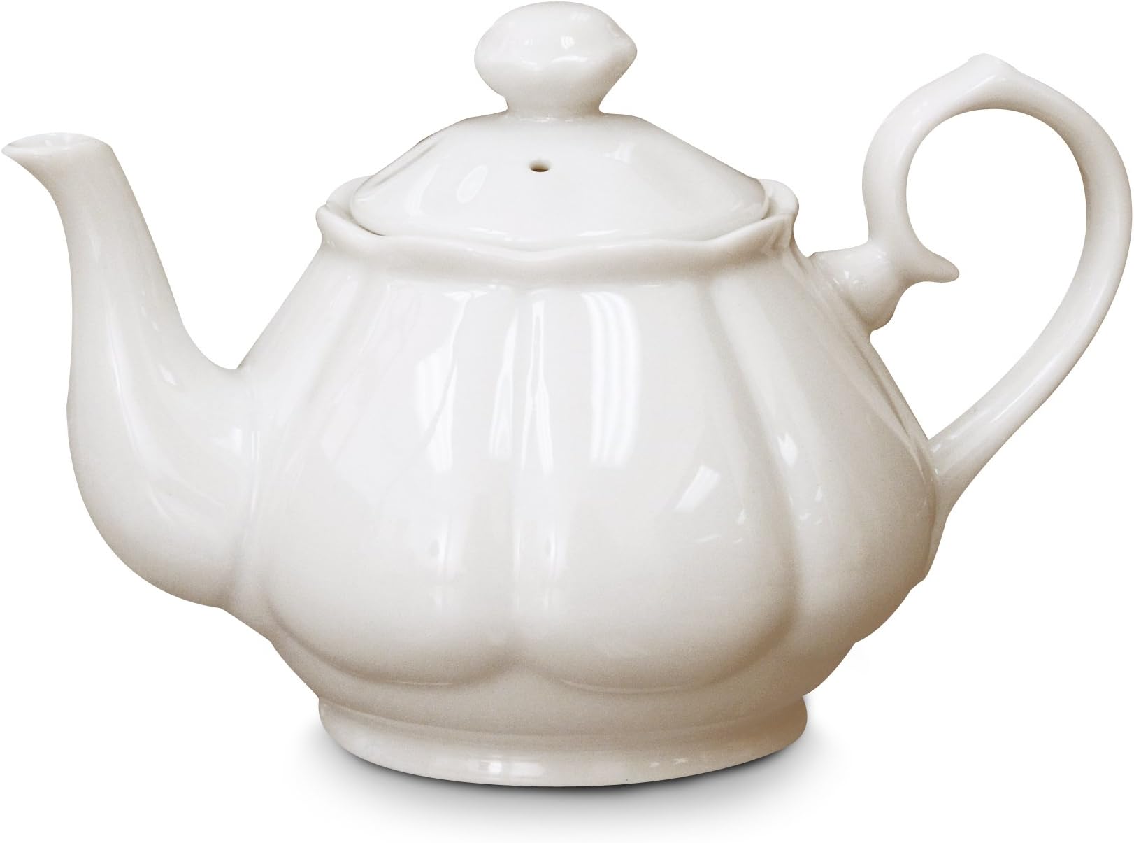 White Porcelain Teapot - 2 Cup | Teapot for Tea Lovers | Diana Style Ceramic Teapot for Kitchen & Dining | Microwave Safe Pot for Home, Office, or Gift Use | Elegant White Tableware