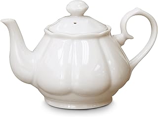 White Porcelain Teapot - 2 Cup | Teapot for Tea Lovers | Diana Style Ceramic Teapot for Kitchen & Dining | Microwave Safe Small Tea Pot for Home, Office, or Gift Use | Elegant White Tableware
