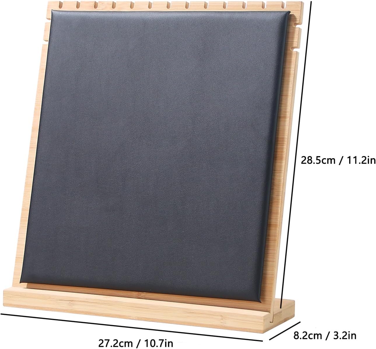 Necklace Display Stand, Bamboo Pendant Necklace Jewelry Holder For Shop Show, Chain Jewellery Rack Organizer, Tabletop Display Boards for Home (Black PU, Medium Size(10.7"X11.2")) image 2
