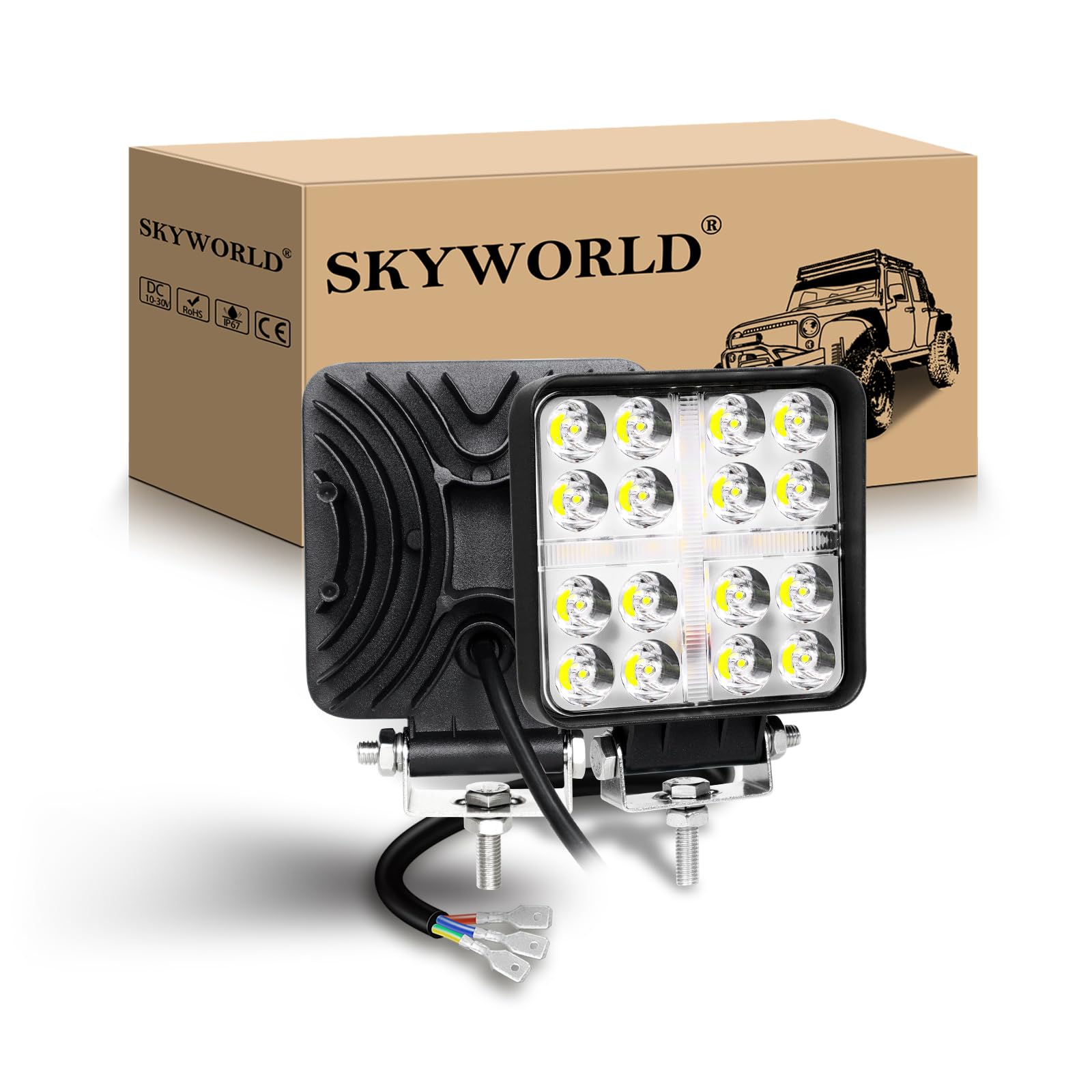 Amazon.com: SKYWORLD 2PCS 4 inch 48W Square LED Work Light, 12V