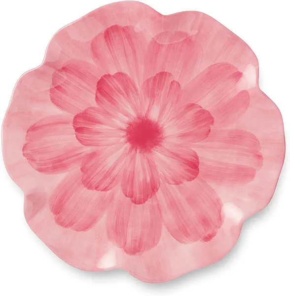 Wildflower Pink Melamine 3-D Floral Dinner Plates, Set of 4, 11-Inch, Serve Elegant Entrees, Hearty Meals, or Side Dishes, Ideal for Holiday Dinners and Special Occasions
