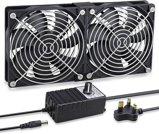 GDSTIME 2 x 120mm DC 12V High Performance Fan 220V 230V 240V AC Speed Controller for DIY Chassis Machine Server Workstation Cabinet Cooling