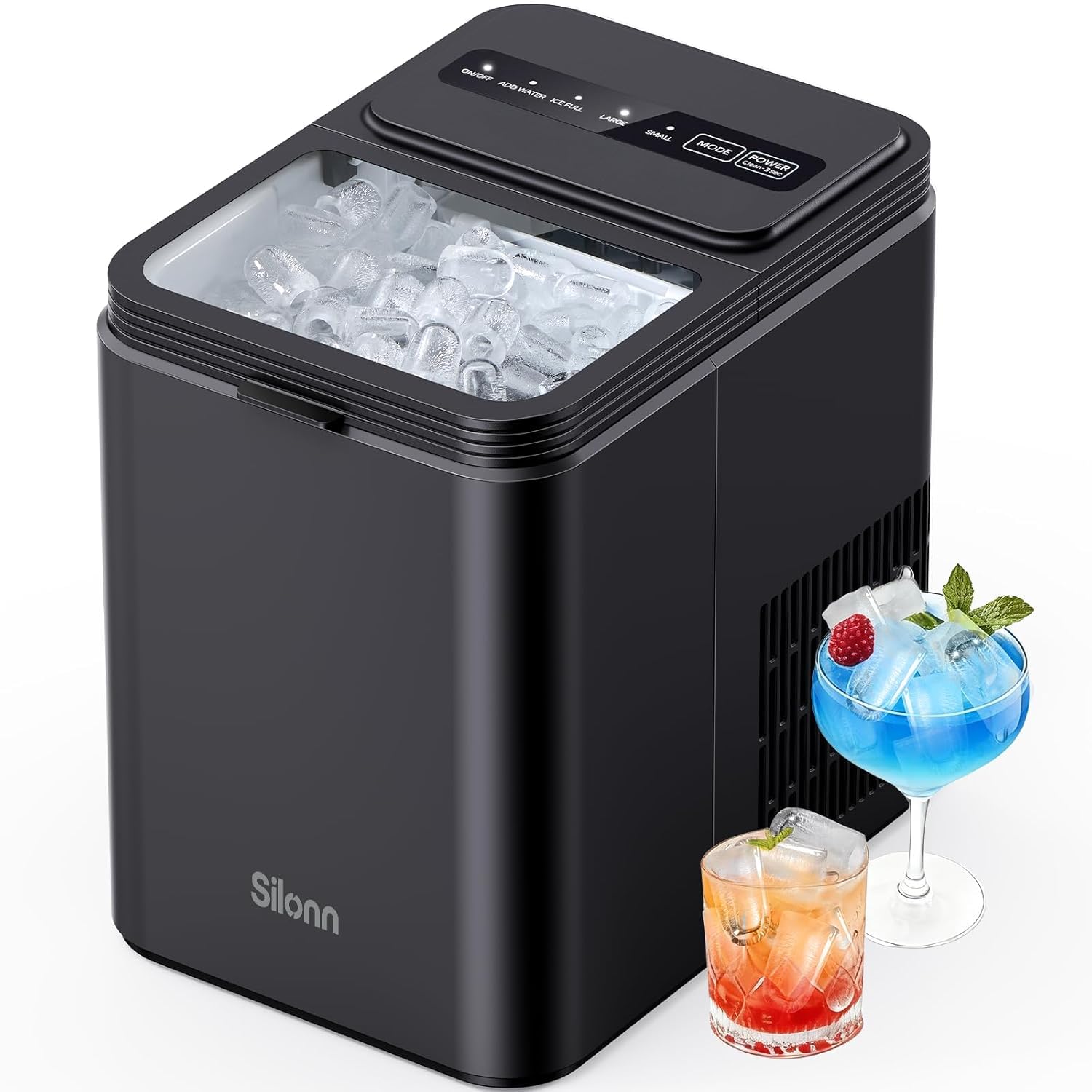 Photo 1 of **View Clerk Notes**Silonn Ice Maker Countertop, 8 Cubes in 6 Mins, 26.5lbs/24H, Self-Cleaning