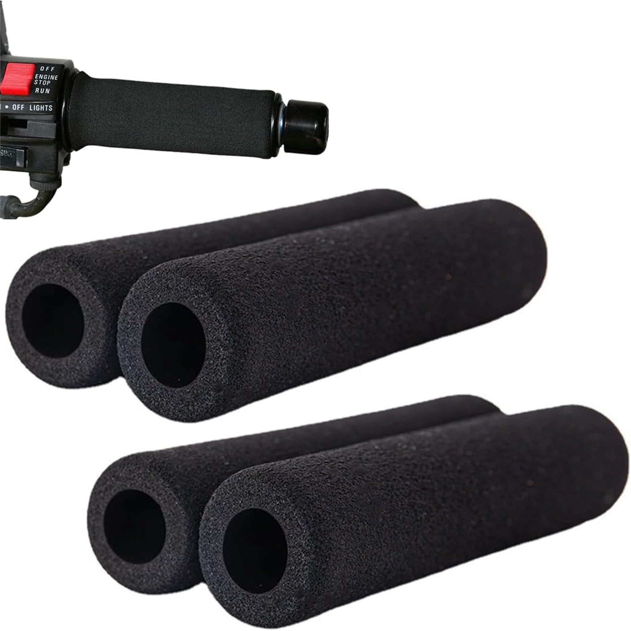 MOLIMOLI Set di 4 Copri Manopole Manubrio Moto Universali in Spugna, Copri Manopole Moto, Coprimanopole MTB Spugna, Bici, Antiscivolo e Assorbimento delle Vibrazioni