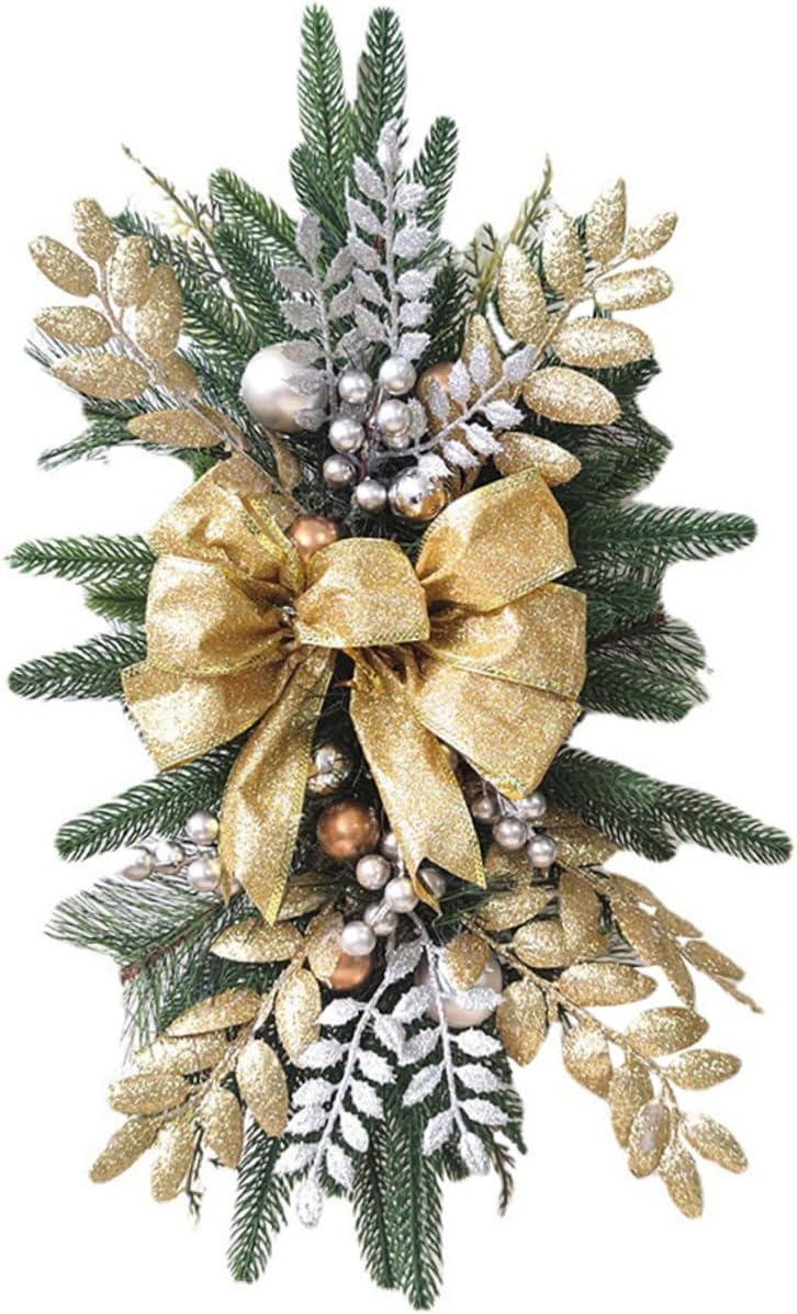 Levemolo Xmas Stair Railing Swag Realistic Christmas Garland for Door Wall and Window Decor Lightweight Nordic Style Holiday Ornament for Use
