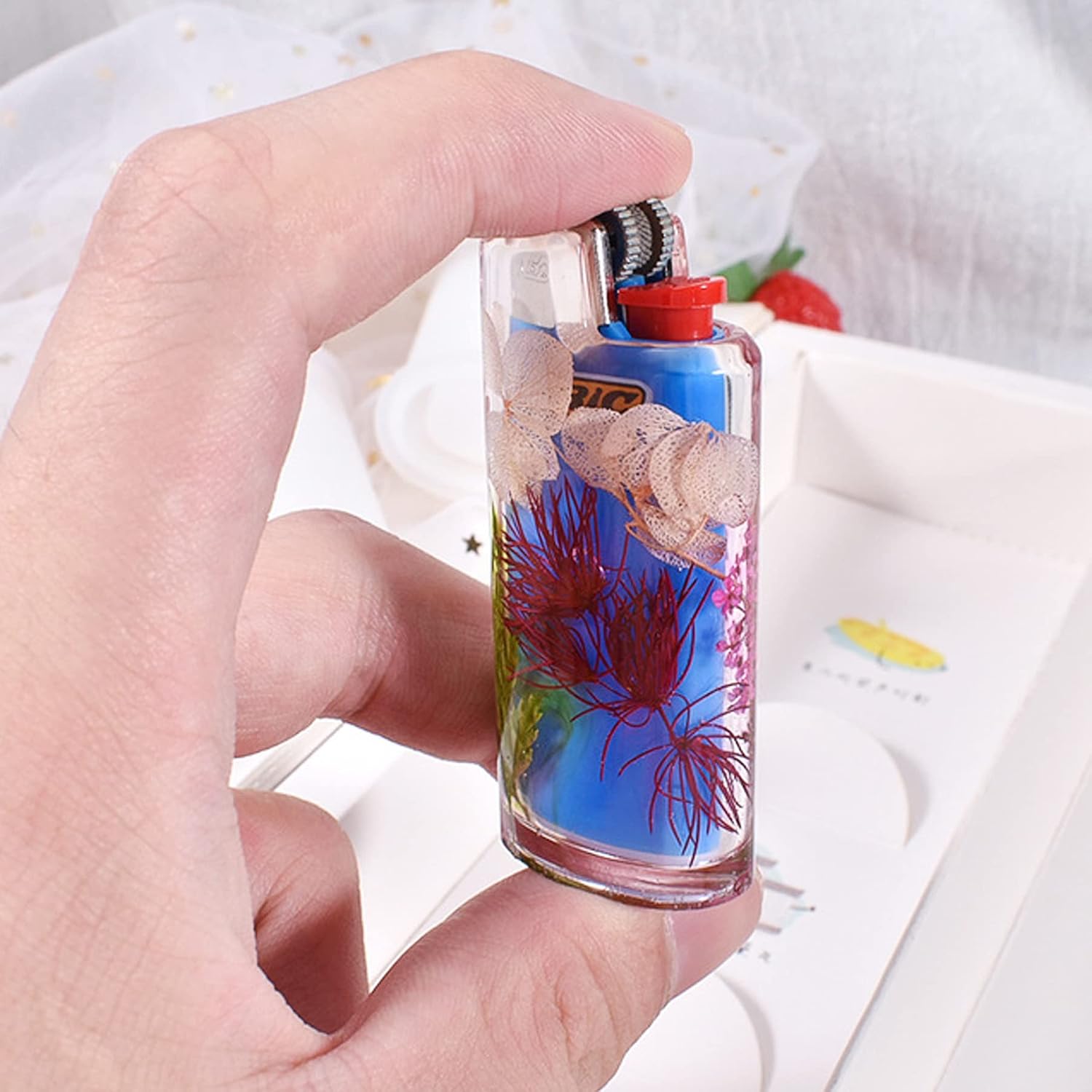 Cayway 10 PCS Lighter Case Resin Moulds Set, 3 PCS Lighter Case Resin Casting Mould Epoxy Resin Moulds with Sequins, Dried Flowers for DIY Crafts Making