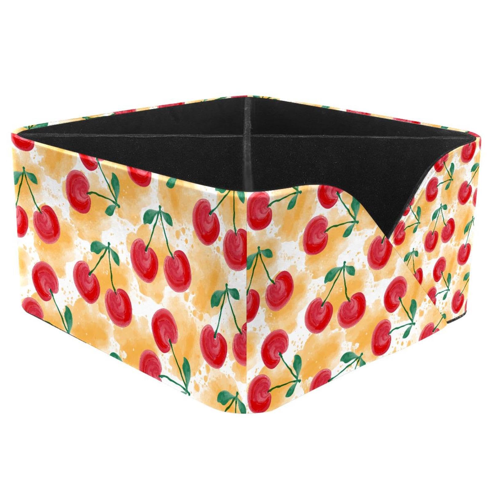 KengjuTesu Watercolor Cherries Desktop Organizer Pen Holder, Rectangular Pencil Cup for Office, Study and Makeup Stations