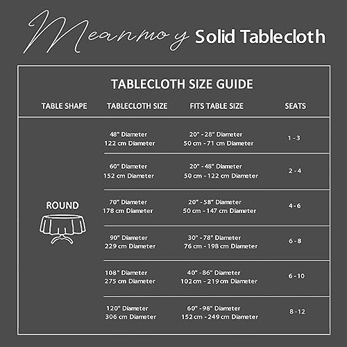 Miniatura 6 de MEANMOY Mantel redondo color blanco de 7.35 ozm resistente al agua y a las manchas para mesa circular, mantel sólido de 60 pulgadas en tela de