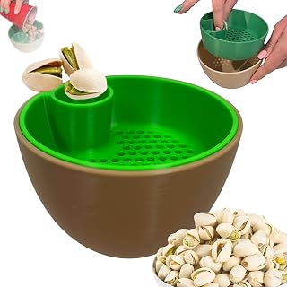 Dual-Chamber Pistachio Bowl Set with Removable Food Waste Compartment,Shell Storage Holder,Large Double Dish Snack Serving Bowl,For Pistachios, Peanuts, Nuts Fruits (1, green)
