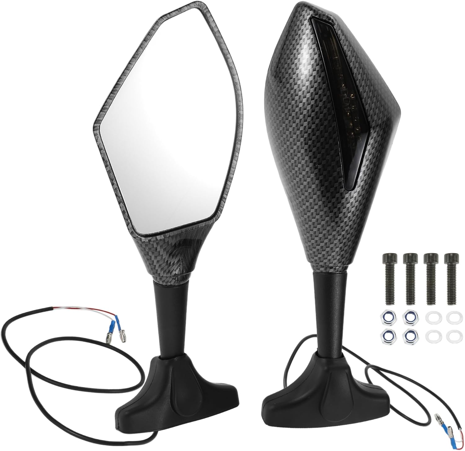 1 Set Motorcycle Rear View Mirrors for Suzuki GSX-R600 GSX-R750 2003-2017 Front Handlebar Mirrors Carbon Fiber Pattern Black Aluminum Plastic