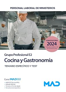 Cocina y gastronomía . Personal laboral de Ministerios. Temario específico y test