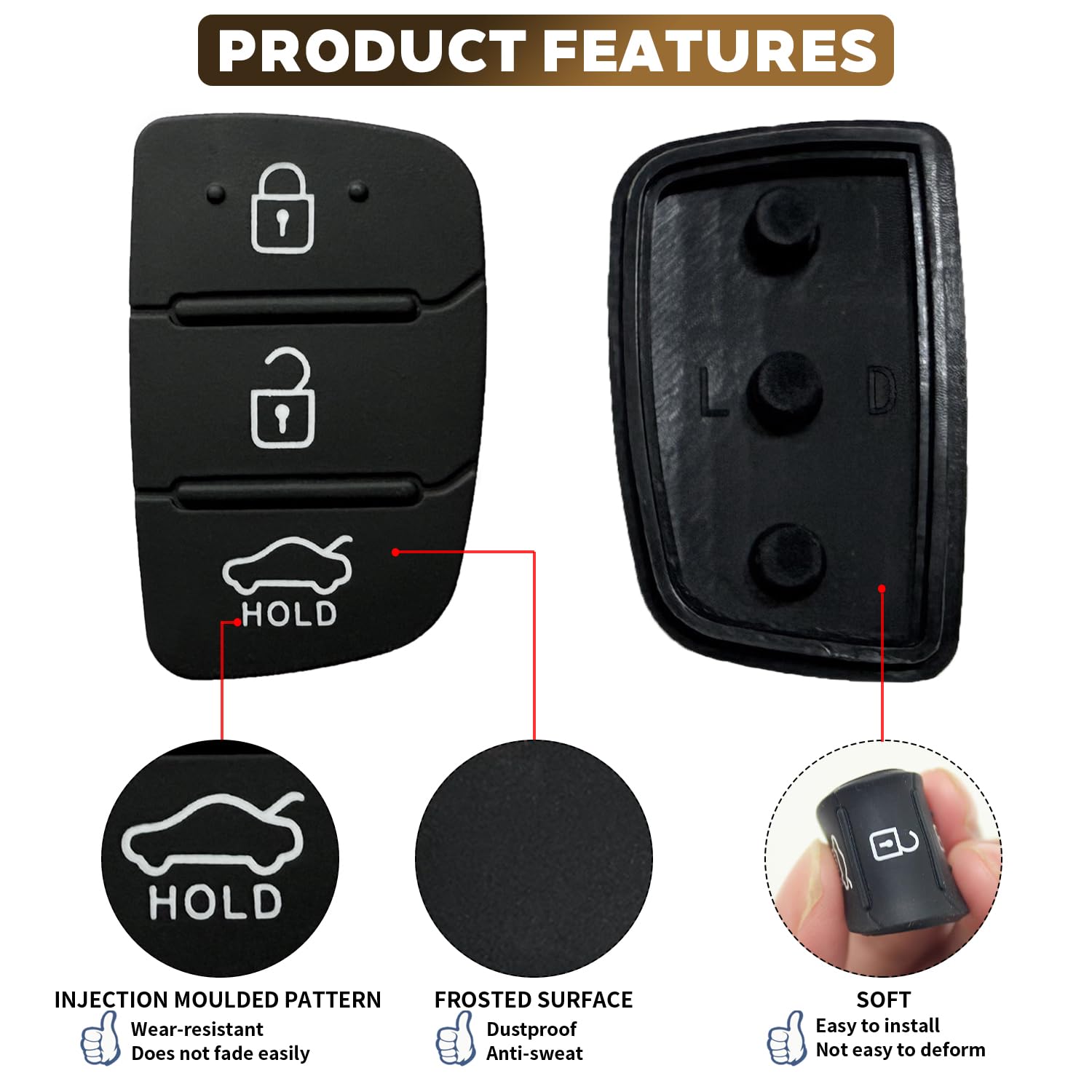 Chiave Guscio Cover 3 Tasti in Gomma Compatibile con Hyundai i40 i30 i20 i10 ix20 ix35 Tucson Santa Fe Elantra Silicone Ricambio Telecomando Custodia Chiave Cover per Auto
