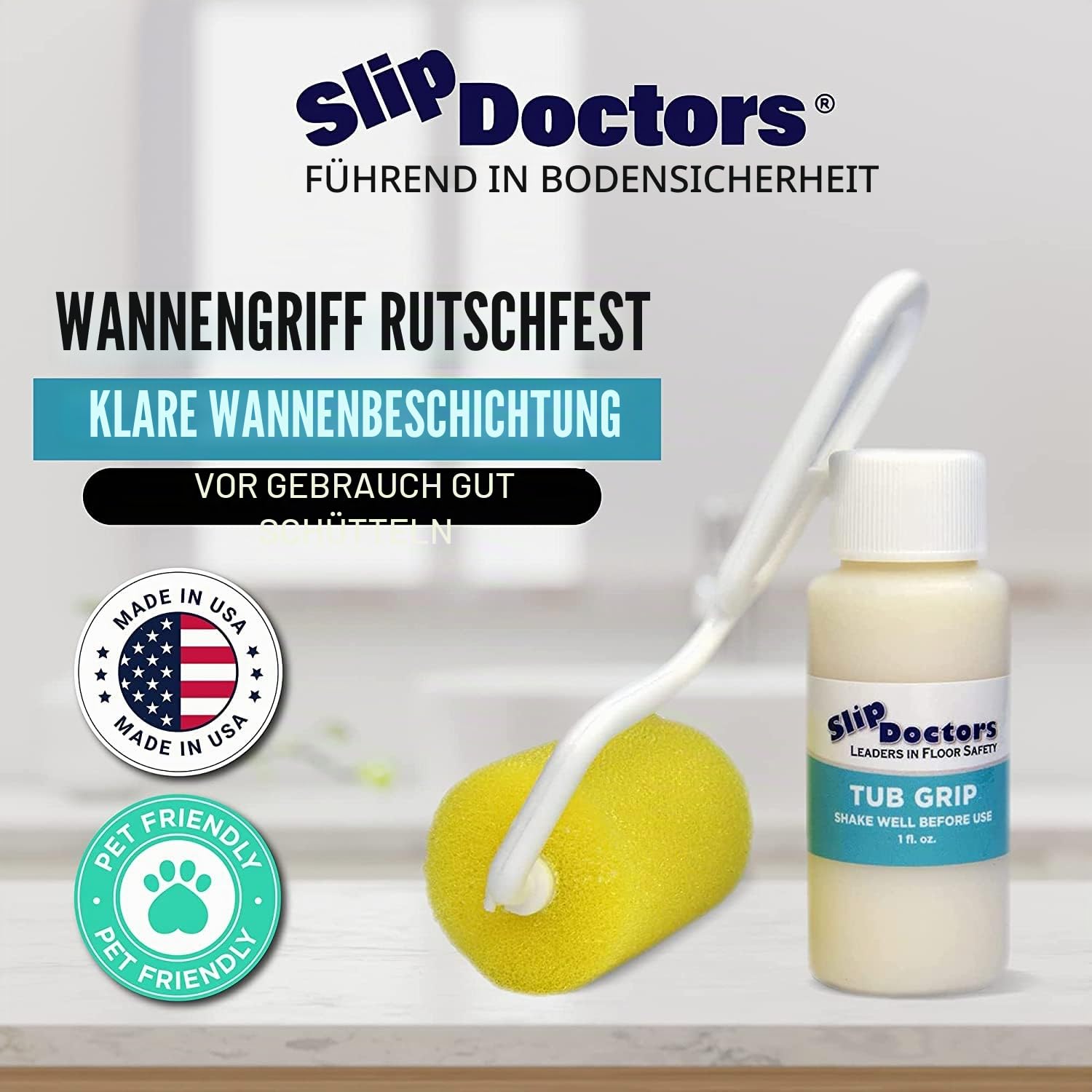 rutschfeste Beschichtung für Badewannen und Duschen – Rolle im Lieferumfang enthalten, einfache Anwendung – Wannengriff von Slip Doctors transparente, rutschfeste Formel erhöht die Traktion auf
