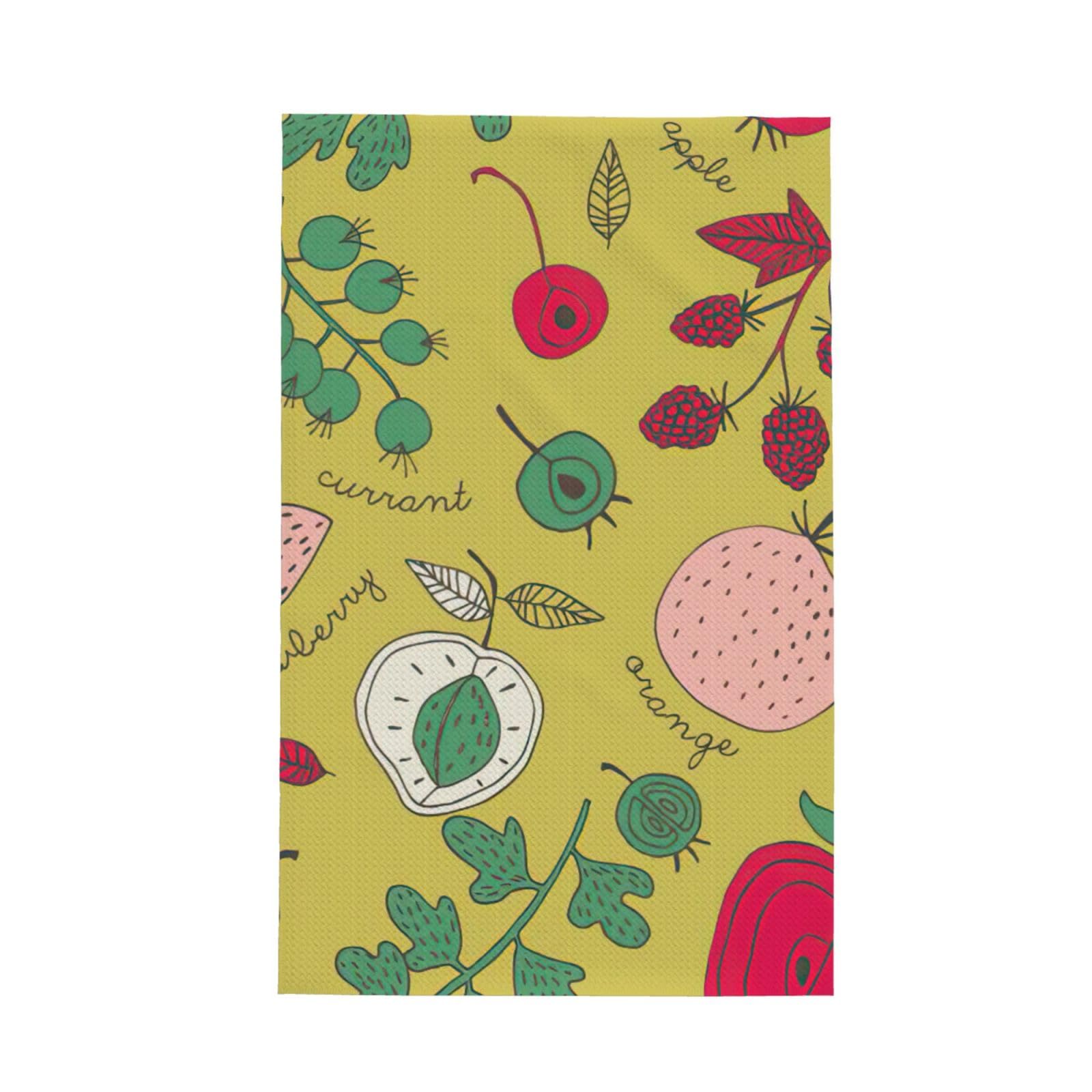 XXahnbm Summer Fruit Print Waffle Kitchen Towel,Absorbent Hand Towel