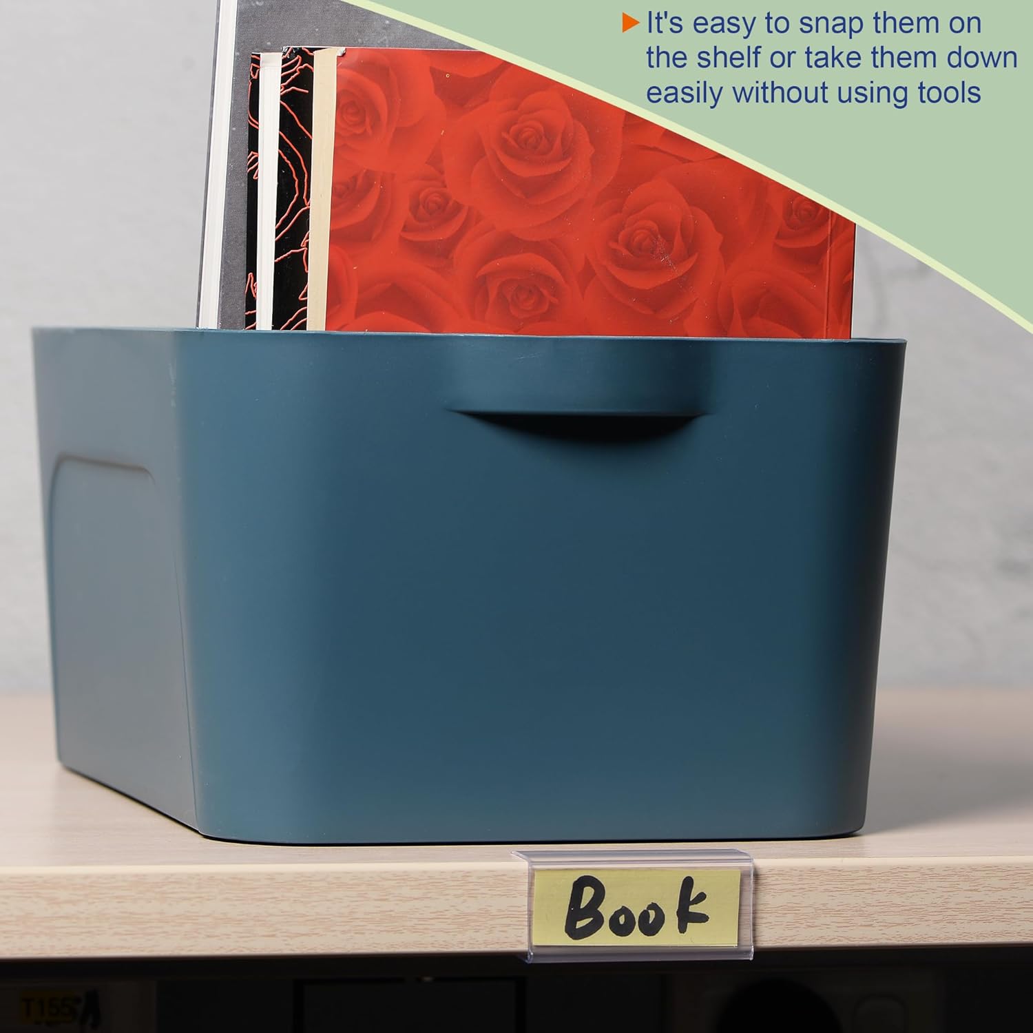 MECCANIXITY Label Holder 60x28mm Clip on Shelf Clear Blue Plastic for Wire Shelving, Pack of 30