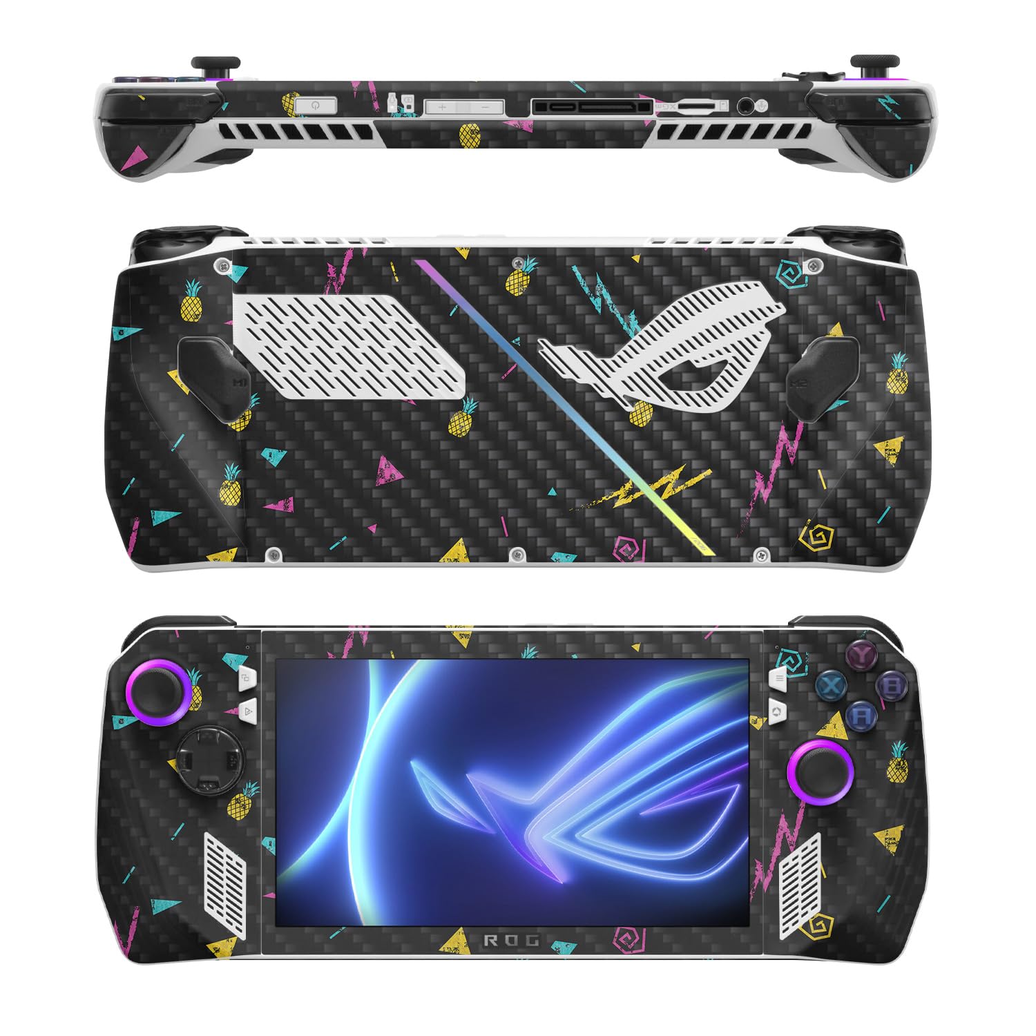 MightySkins Carbon Fiber Skin Compatible with Asus ROG Ally - Magic Pineapple | Protective, Durable Textured Carbon Fiber Finish | Easy to Apply