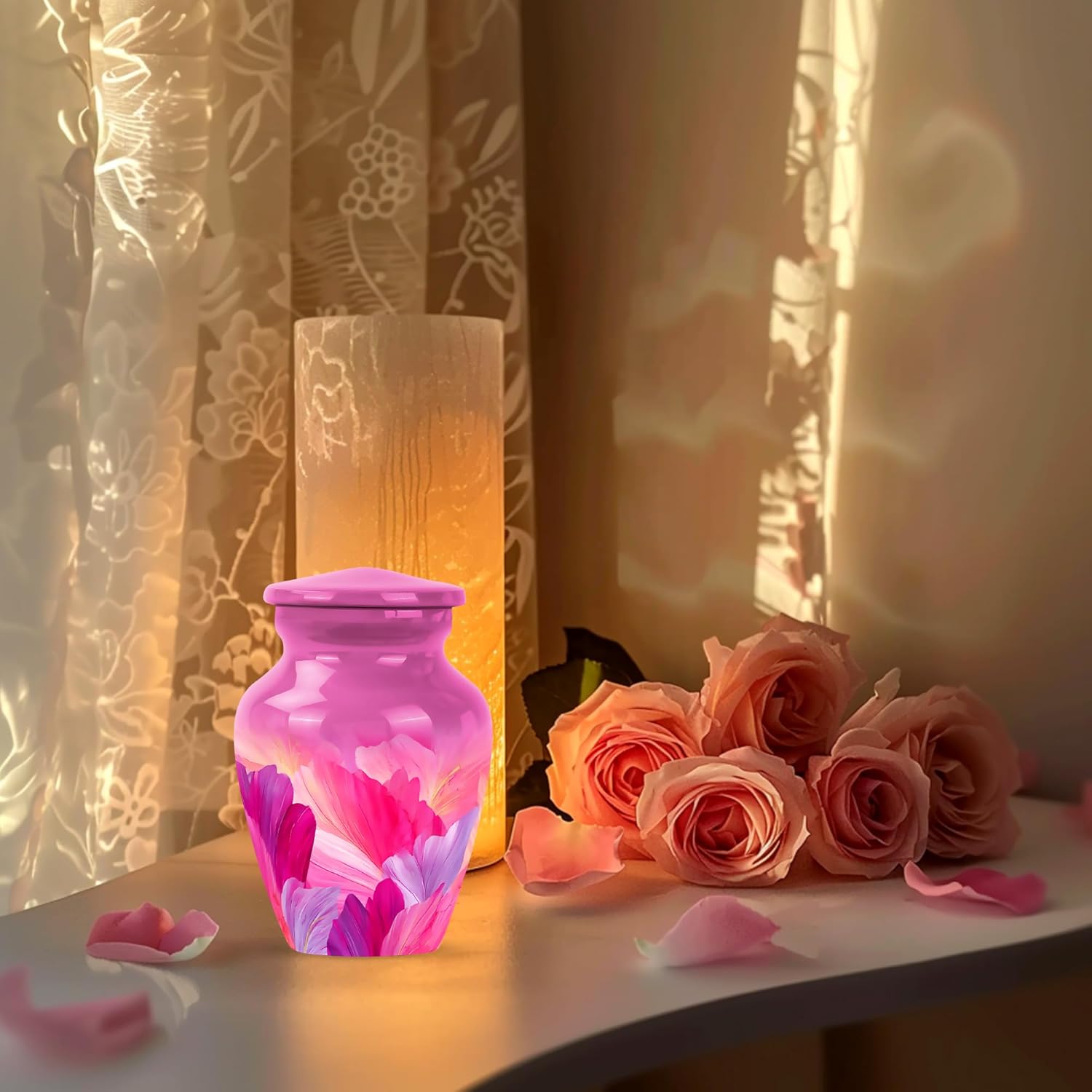 Pink Tiny Travel Urns for Ashes Adult Female - Cremation Urn Keepsake Men & Women - Keepsake Funeral Urn for Mom and Dad - Memorial Small Urns for Ashes 3 Inch
