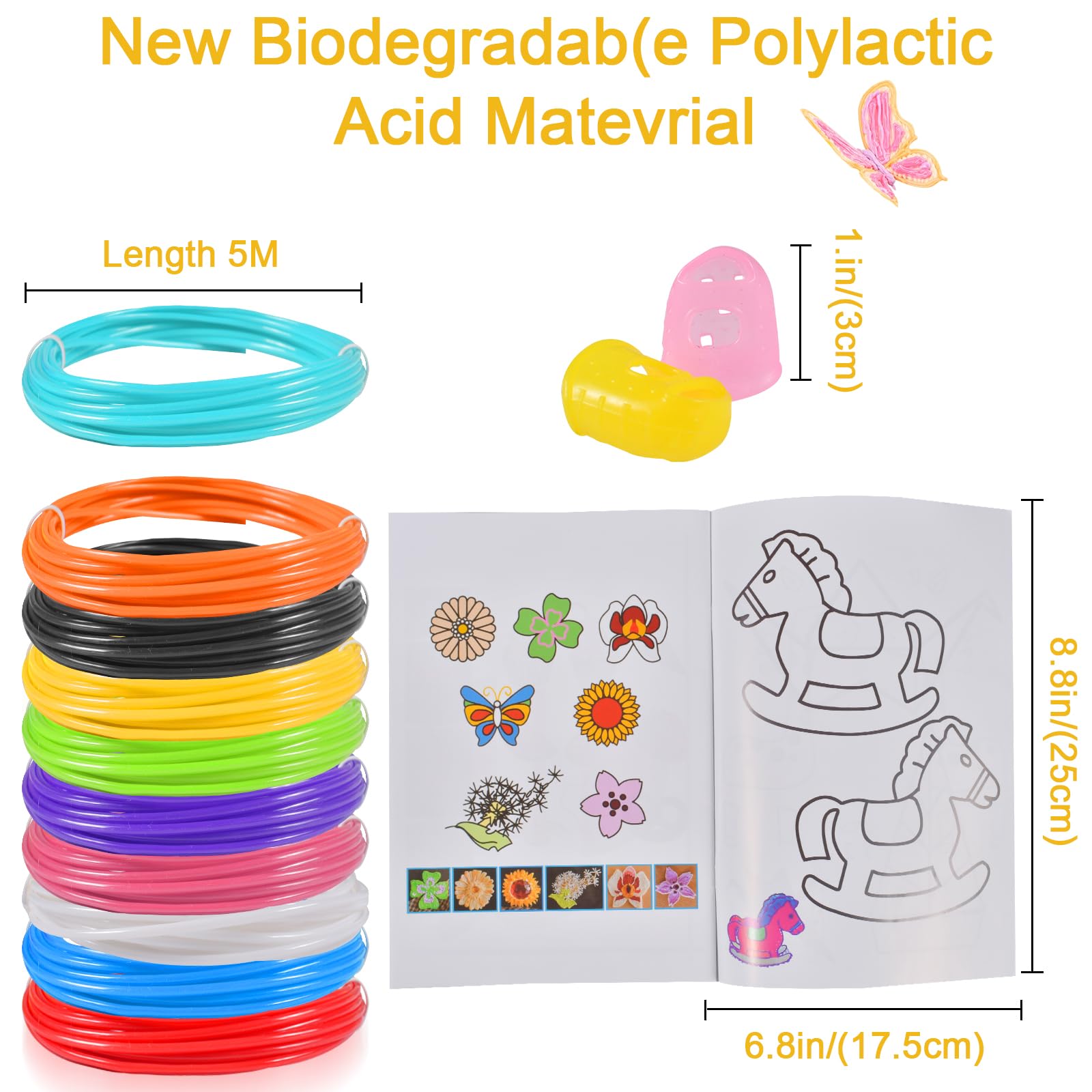 Modelli di Penne 3D Bambini, Carta da Disegno per Stampante 3D, 3D Modello di Graffiti per La Penna, con Piastra Trasparente, per Bambini, Principiante