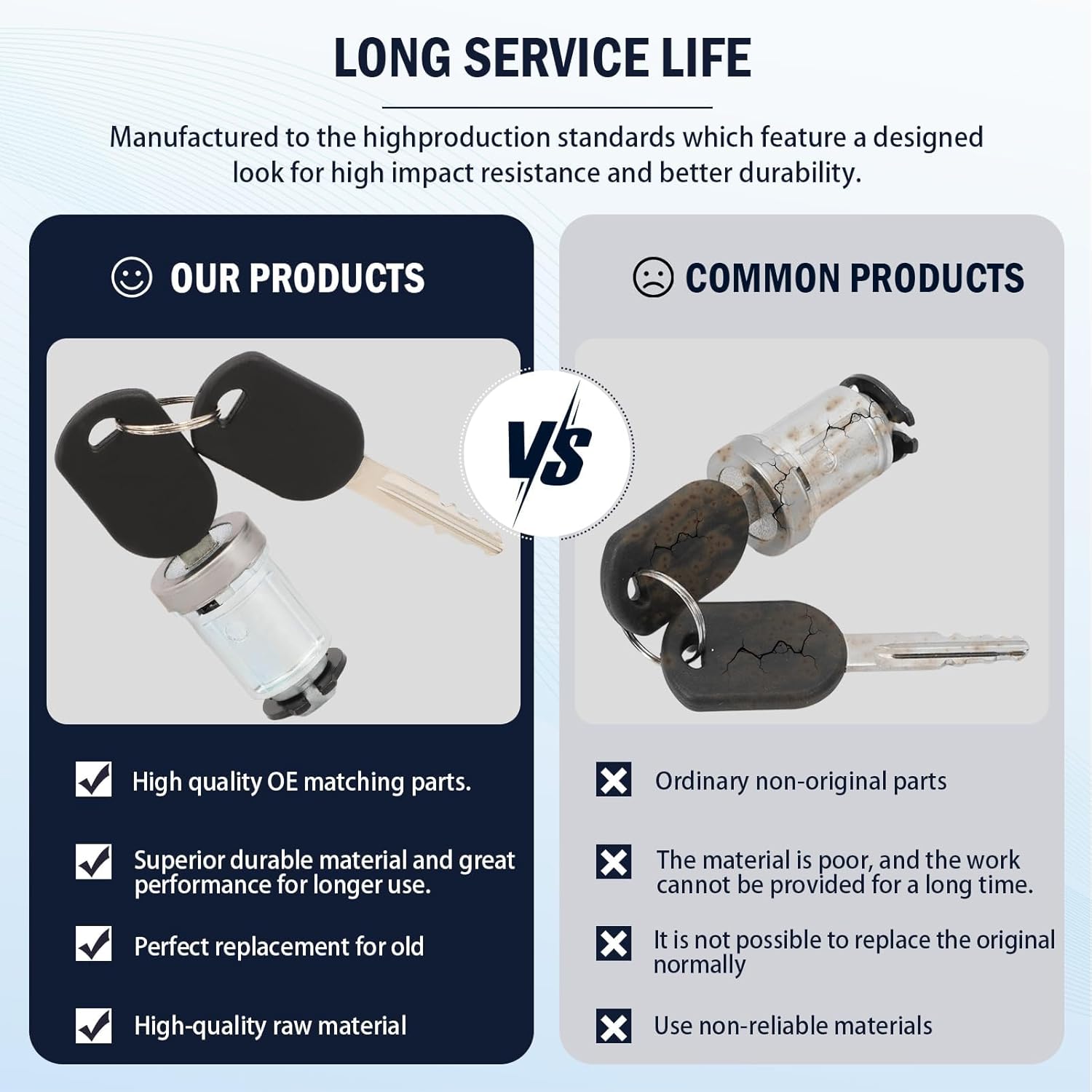 Ignition Switch Lock Cylinder W/2 Keys for F150 2005-2014 F250 F350 2008-2016 Focus 2006-2011 Escape 2008-2012 Mustang 2005-2014 OE #C-42-197 707592 924-717 924-710 SW6991