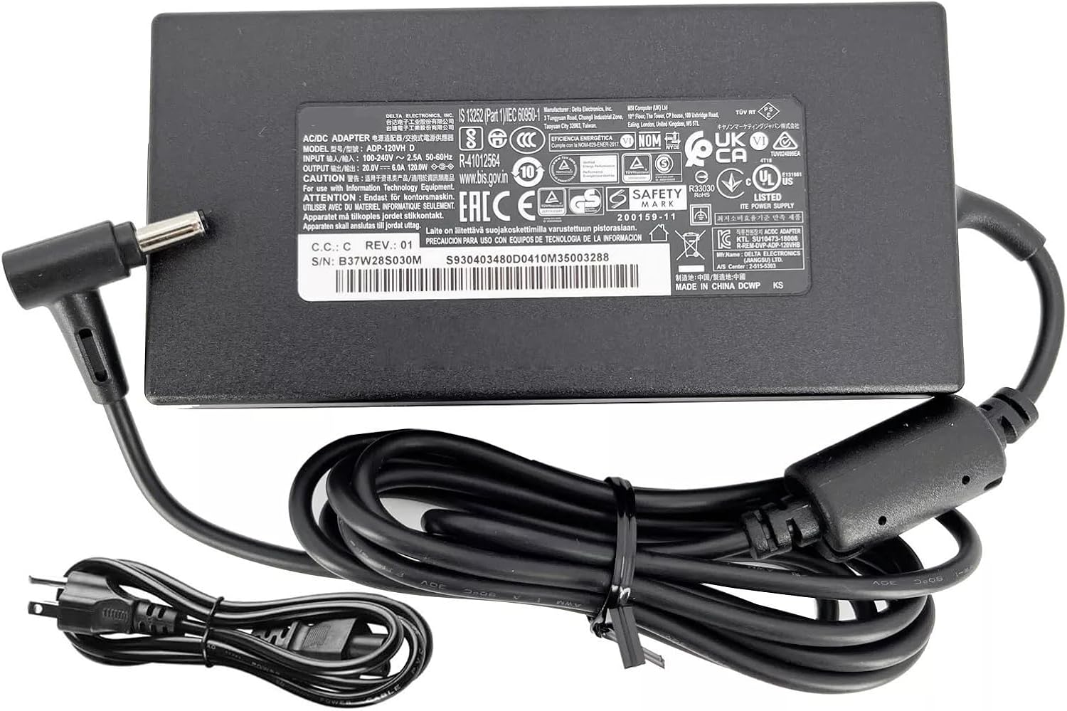 20V 6A 120W AC Adapter Laptop Charger ADP-120VH D Compatible for MSI Thin GF63 PE62 GE72 16GH GE60 GE70 GP60 GE Series Laptop Power Supply（4.5×3.0mm a pin in Center