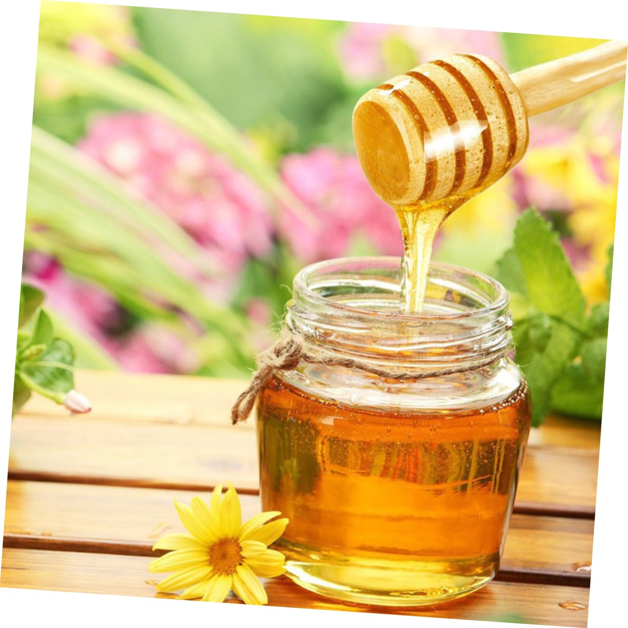 GRIRIW 20pcs Honey Stirring Spoon Honey Jar Dipper Mini Honey Honeycomb Syrup Honey Spoon Dipper Honey Dipper Sticks Honeycomb Wand Honey Serving Dipper Honey Pot Wand Honey Mixing Wooden